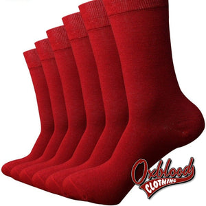 (6 Pairs/lot) Pair Of Mens Bamboo Red Socks Breathable Anti-Bacterial Dress