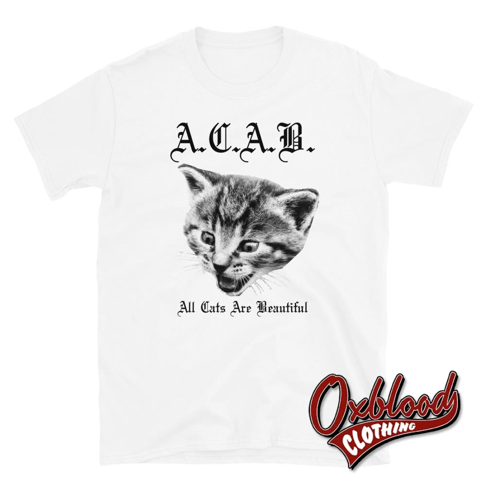 Acab - All Cats Are Beautiful T-Shirt Garage Punk Clothing White / S Shirts