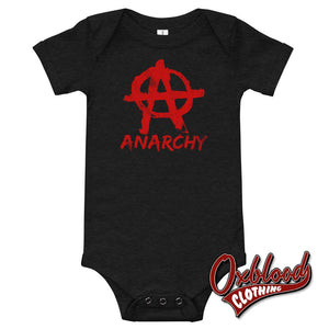 Baby Anarchy One Piece - Offensive Baby Onesies Dark Grey Heather / 3-6M