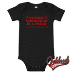 Cargar imagen en el visor de la galería, Baby Father Christmas Is A Prick One Piece - Punk Onesies &amp; Offensive Dark Grey Heather / 3-6M
