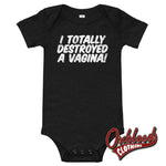 Cargar imagen en el visor de la galería, Baby I Totally Destroyed A Vagina One Piece - Rude Onesies Dark Grey Heather / 3-6M
