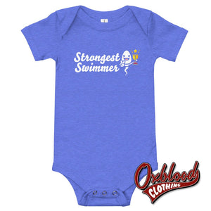 Baby Strongest Swimmer One Piece - Offensive Onesies Heather Columbia Blue / 3-6M