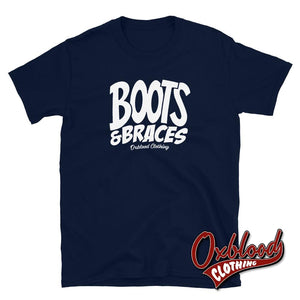 Boots And Braces T-Shirt For Hardcore Punks & Skins Navy / S