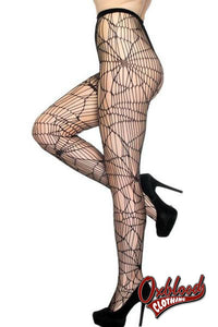 Gothic Spiders-Web Fishnet Waist High Leggings / Goth Tights