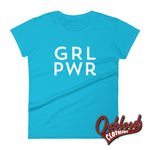 Cargar imagen en el visor de la galería, Grl Pwr Womens Short Sleeve Girl Power T-Shirt - Feminist Tee Caribbean Blue / S Shirts
