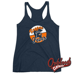 Ladies Trojan Reggae Fever Racerback Tank - Skinhead And Ska Clothing Womens/mens Vintage Navy / Xs