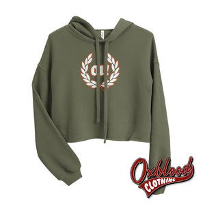 Oi! Crop Hoodie - 80S Punk Shirts & Spirit Of 69 Clothing Military Green / S