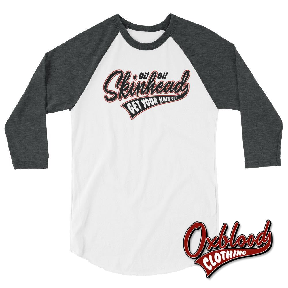 Oi Skinhead 3/4 Sleeve Raglan Shirt White/heather Charcoal / Xs Shirts