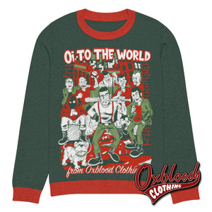 Oi! To The World Knitted Pullover - Oi Punk Christmas Jumper & Goth Xmas Sweater