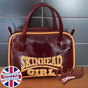 Oxblood & Cream Skinhead Girl Handbag - Gwenda Style Hand-Stitched Skinbyrd Bag