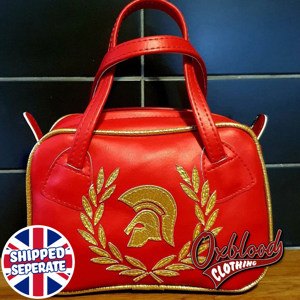 Red & Gold Trojan Skingirl Handbag - Gwenda Style Hand-Stitched Skinhead Girl Bag