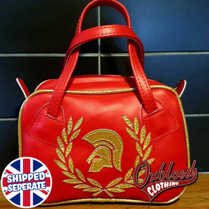 Red & Gold Trojan Skingirl Handbag - Gwenda Style Hand-Stitched Skinhead Girl Bag