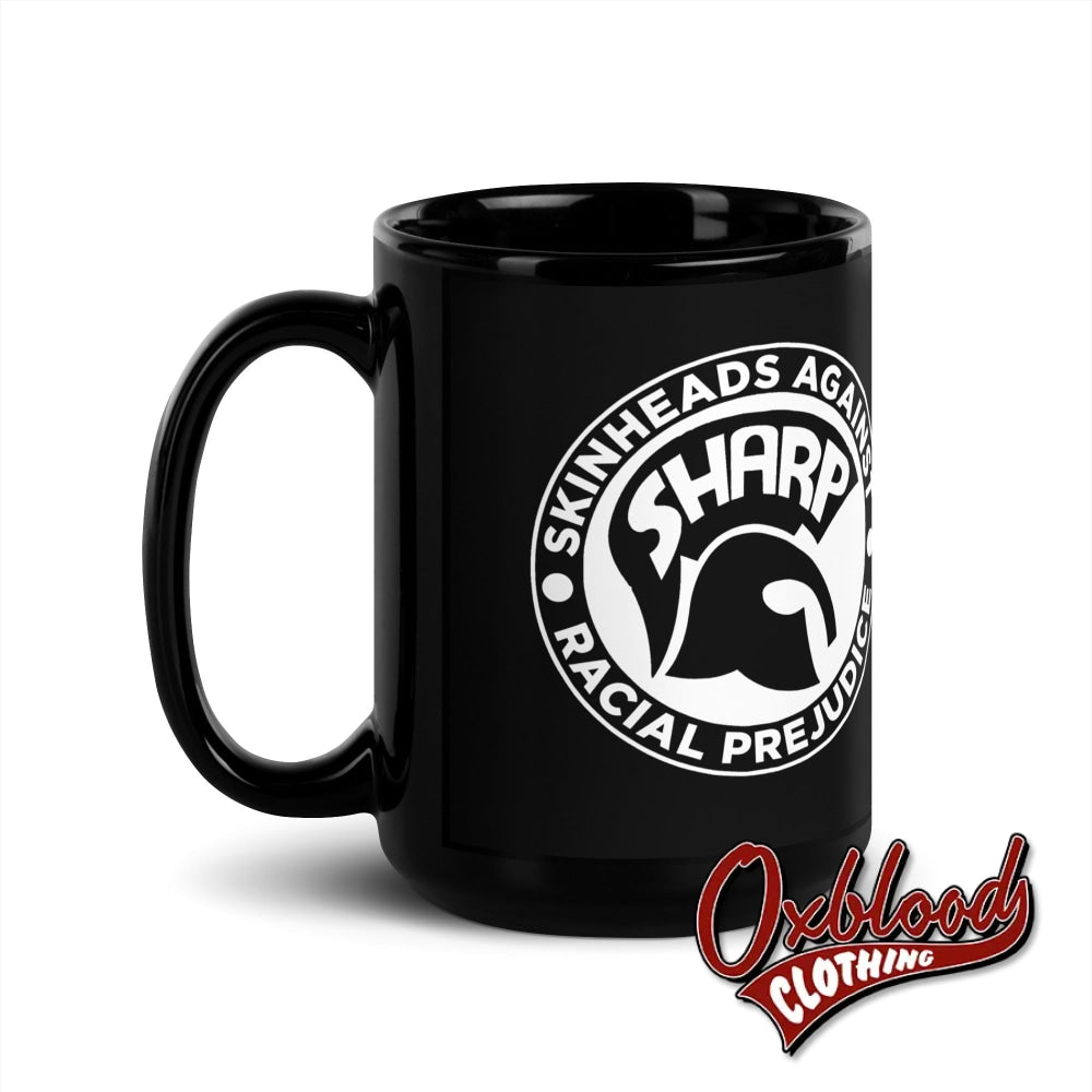 Sharp Glossy Mug - Skinheads Against Racial Prejudice Anti-Racist Trojan Skinhead 15 Oz