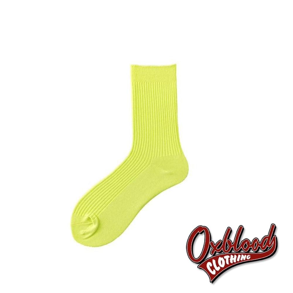 Solid Coloured Mens Socks - Fluorescence Color Fluorescein / Eur39-44