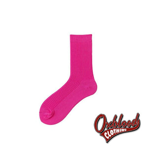 Solid Coloured Mens Socks - Fluorescence Color Red Rose / Eur39-44