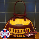 Load image into Gallery viewer, Traditional Oxblood &amp; Yellow Skinhead Girl Handbag - Astrid Style Hand-Stitched Skinbyrd Bag
