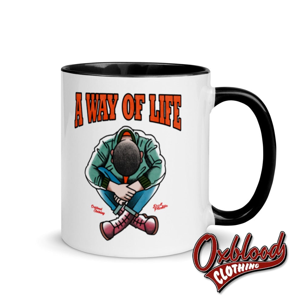 Traditional Skinhead A Way Of Life Mug With Color Inside - Mr Duck Plunkett Black Mugs