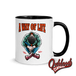 Cargar imagen en el visor de la galería, Traditional Skinhead A Way Of Life Mug With Color Inside - Mr Duck Plunkett Black Mugs
