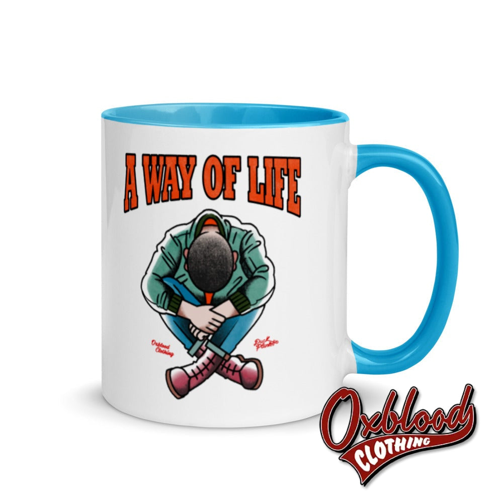 Traditional Skinhead A Way Of Life Mug With Color Inside - Mr Duck Plunkett Blue Mugs