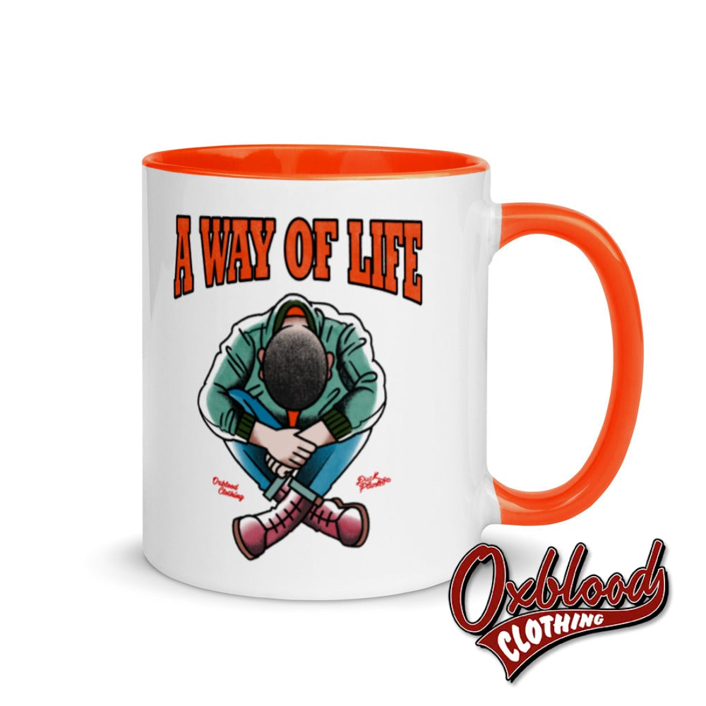 Traditional Skinhead A Way Of Life Mug With Color Inside - Mr Duck Plunkett Orange Mugs