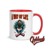 Cargar imagen en el visor de la galería, Traditional Skinhead A Way Of Life Mug With Color Inside - Mr Duck Plunkett Red Mugs
