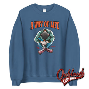 Traditional Skinhead A Way Of Life Sweatshirt - Mr Duck Plunkett Indigo Blue / S