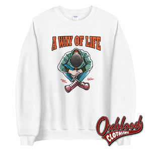 Traditional Skinhead A Way Of Life Sweatshirt - Mr Duck Plunkett White / S