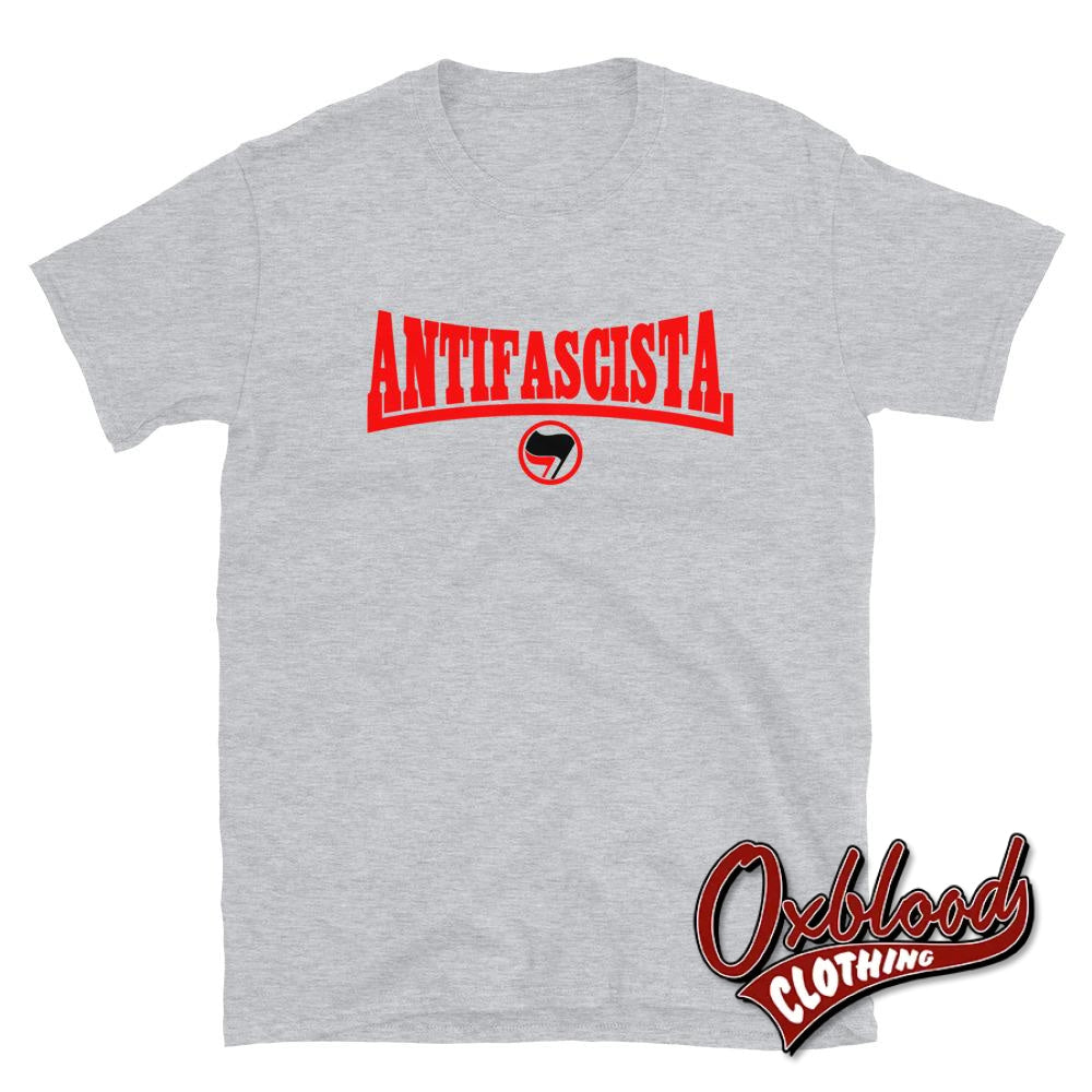 White Antifacista T-Shirt - Antifa Flag Logo Sport Grey / S Shirts