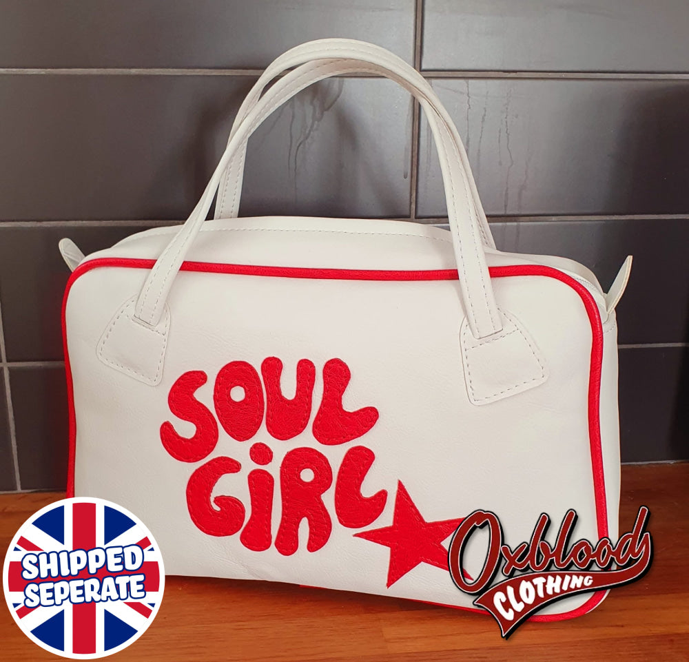 White & Red Handbag - Soul Girl Carol Style Hand-Stitched Northern