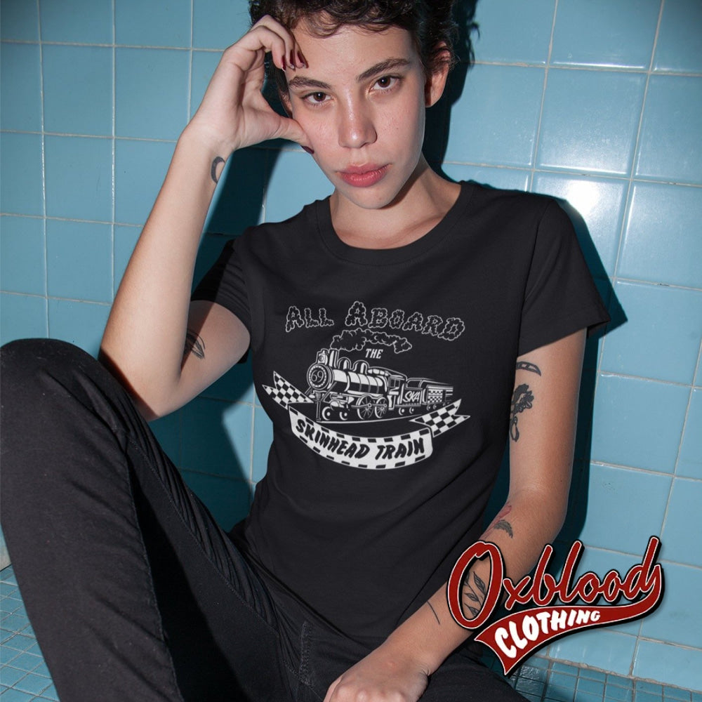 Womens All Aboard The Skinhead Train T-Shirt - Ska Clothing & Two-Tone Tshirts