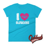 Load image into Gallery viewer, Womens Bdsm Kinky Cuckold Swinger Shirts - I Love Blowjobs T-Shirt Caribbean Blue / S
