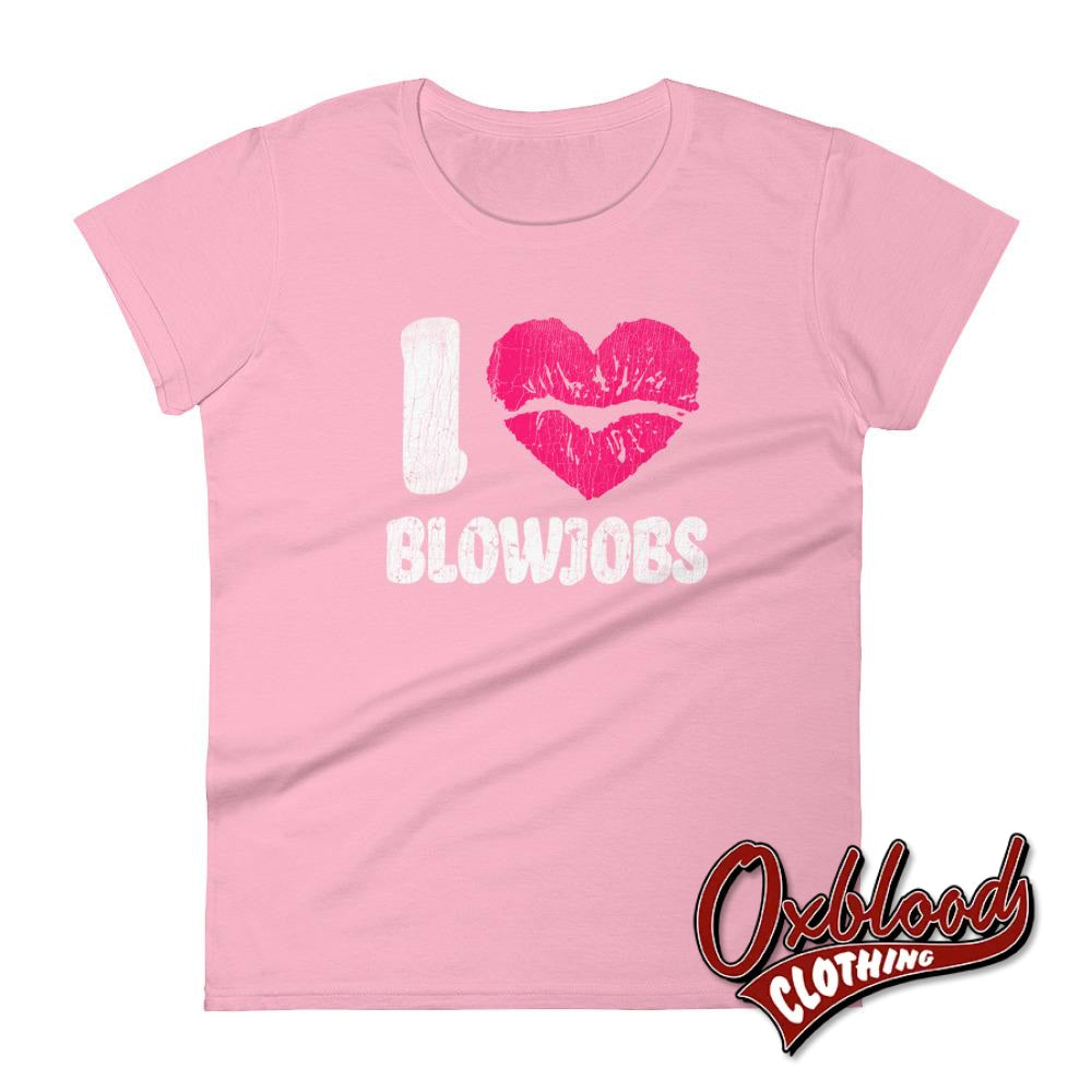 Womens Bdsm Kinky Cuckold Swinger Shirts - I Love Blowjobs T-Shirt Charity Pink / S