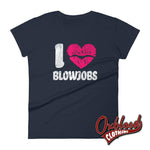 Load image into Gallery viewer, Womens Bdsm Kinky Cuckold Swinger Shirts - I Love Blowjobs T-Shirt Navy / S
