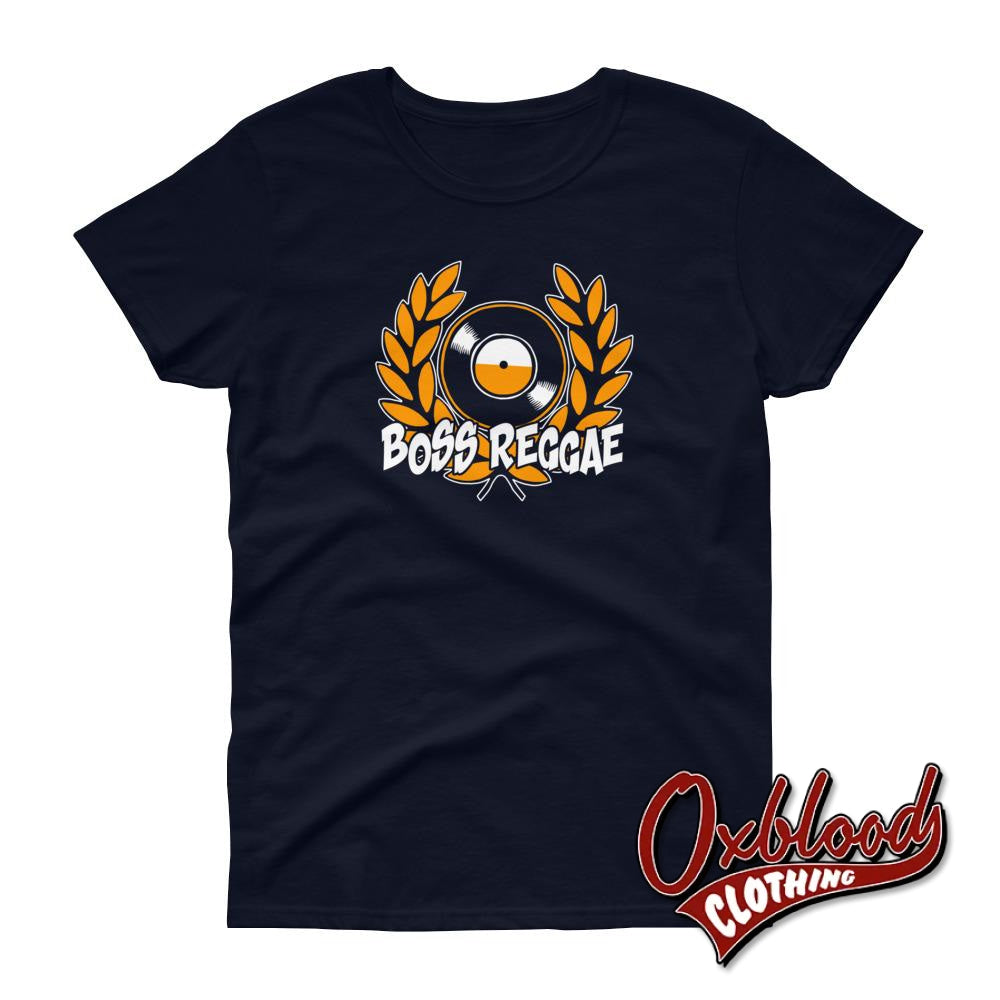 Womens Boss Reggae T-Shirt - Spirit Of 69 Clothing & Skinhead Fashion 1970S Style Navy / S