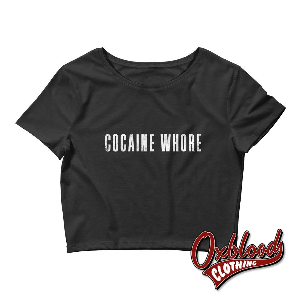 Womens Cocaine Whore Crop Tee Xs/sm