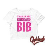 Cargar imagen en el visor de la galería, Womens Cum Ddlg Abdl Bdsm: This Is My Bukkake Bib Crop Tee White / Xs/sm
