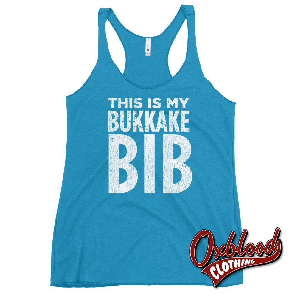 Womens Cum Kawaii Ddlg Abdl Bdsm: This Is My Bukkake Bib Racerback Tank Vintage Turquoise / Xs