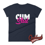 Cargar imagen en el visor de la galería, Womens Cum Slut Shirt: Kinky Sex Lover Vulgar Rude Cumslut T-Shirt Navy / S
