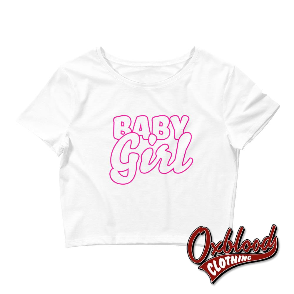 Womens Daddys Baby Girl Crop Tee | Ddlg Abdl Bdsm Kinky Gift White / Xs/sm