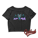 Cargar imagen en el visor de la galería, Womens Funny Skater Punk Vampire Bat Crop Tee - Grunge Clothing Black / Xs/sm Top
