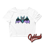 Cargar imagen en el visor de la galería, Womens Funny Skater Punk Vampire Bat Crop Tee - Grunge Clothing White / Xs/sm Top
