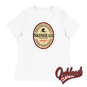 Womens Irish Stout Skinhead: Sometimes Anti-Social Always Anti-Fascist T-Shirt White / S