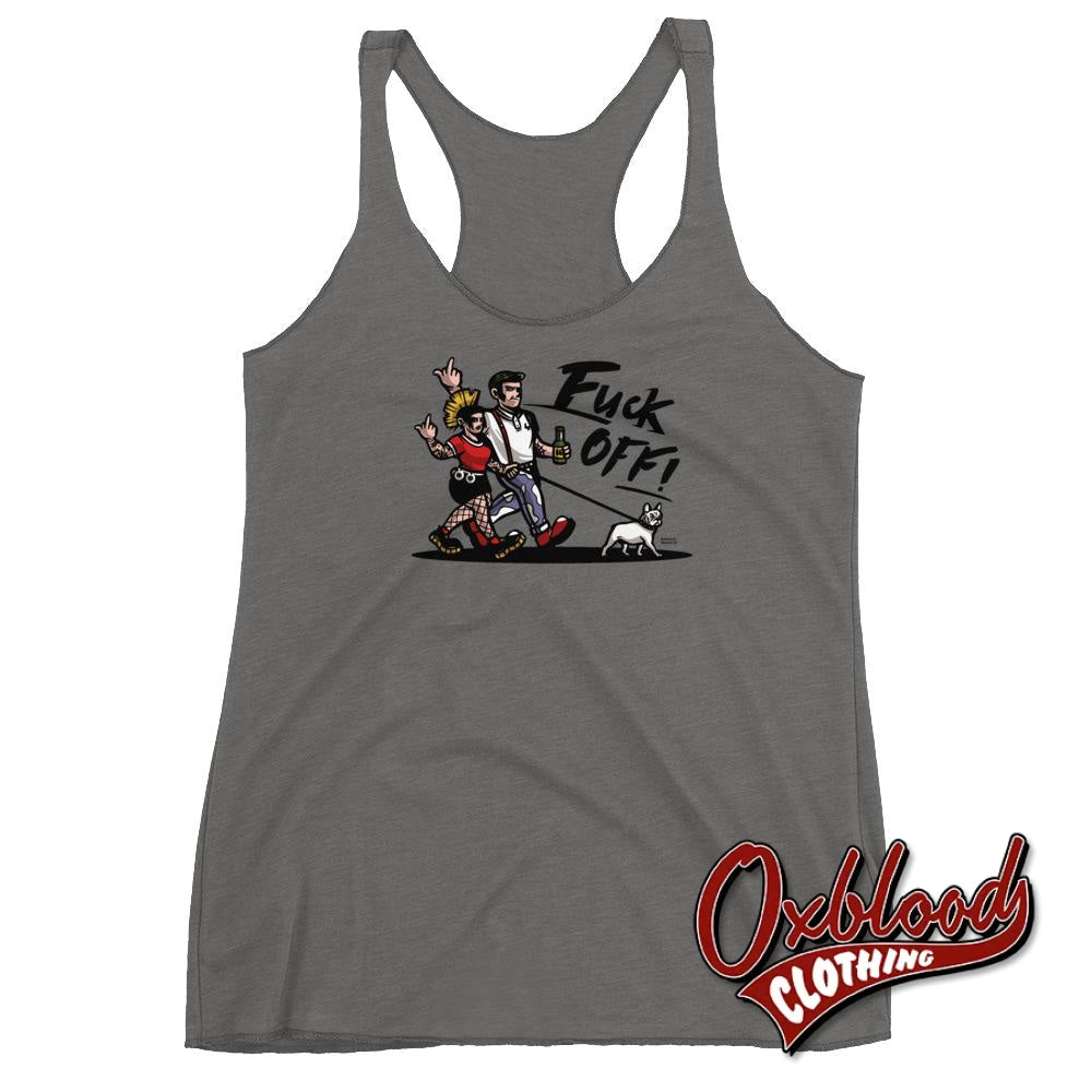 Womens Punk & Skinhead Dog Racerback Tank - Fuck Off Shirts Premium Heather / Xs Top