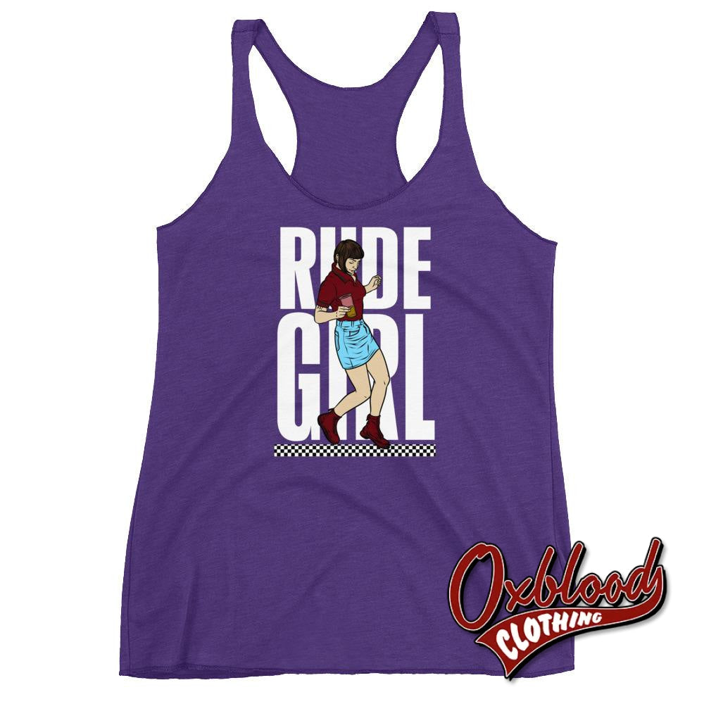 Womens Rude Girl Racerback Tank - Skinhead Ska Reggae Rudegirl 2Tone Purple Rush / Xs Top