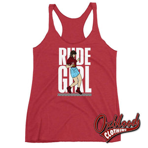 Womens Rude Girl Racerback Tank - Skinhead Ska Reggae Rudegirl 2Tone Vintage Red / Xs Top