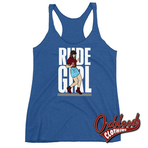 Womens Rude Girl Racerback Tank - Skinhead Ska Reggae Rudegirl 2Tone Vintage Royal / Xs Top