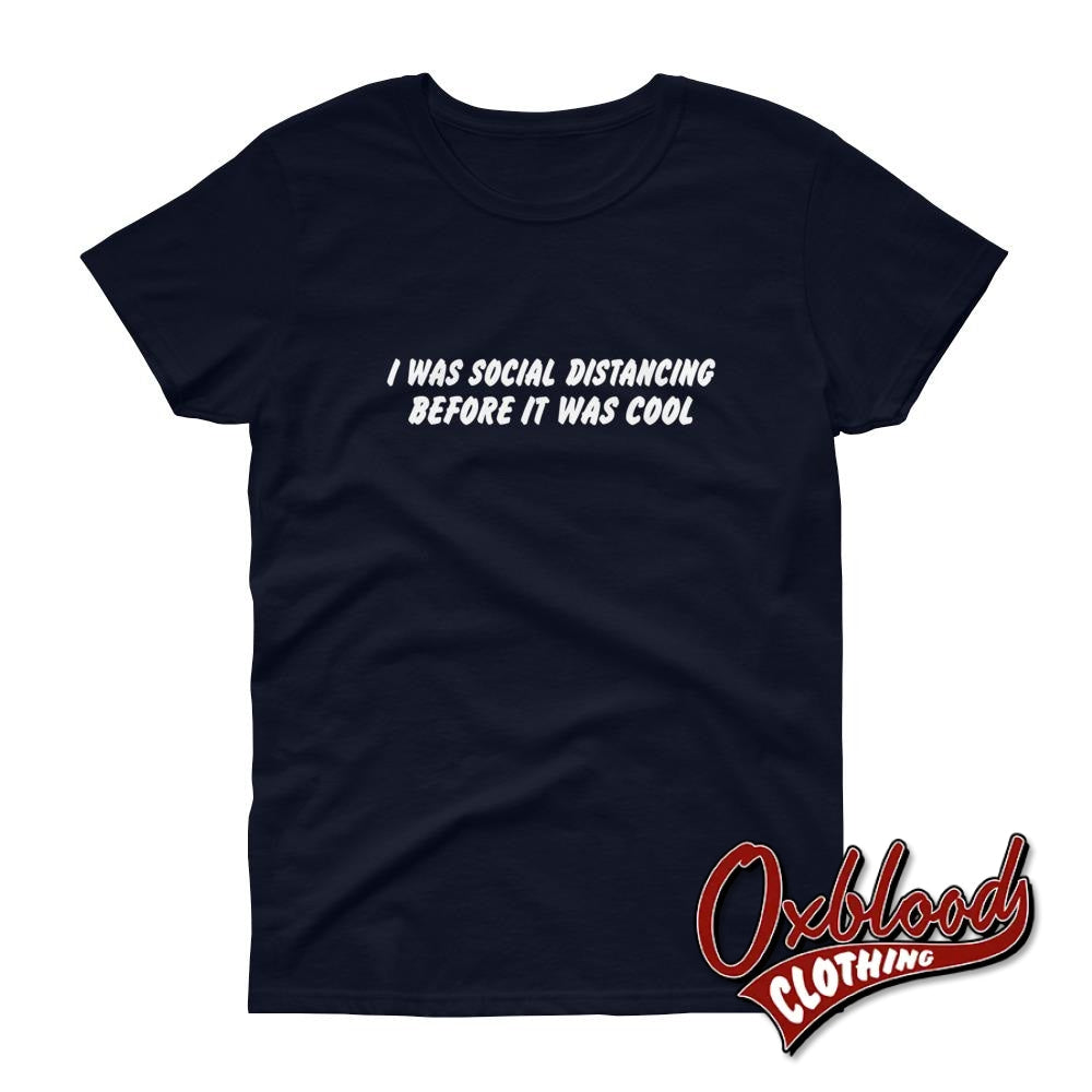 Womens Social Distancing Shirt - Misfit / Introvert T Navy S Shirts