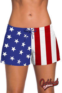 Womens Swimming Boardshort - American Flag S Shorts