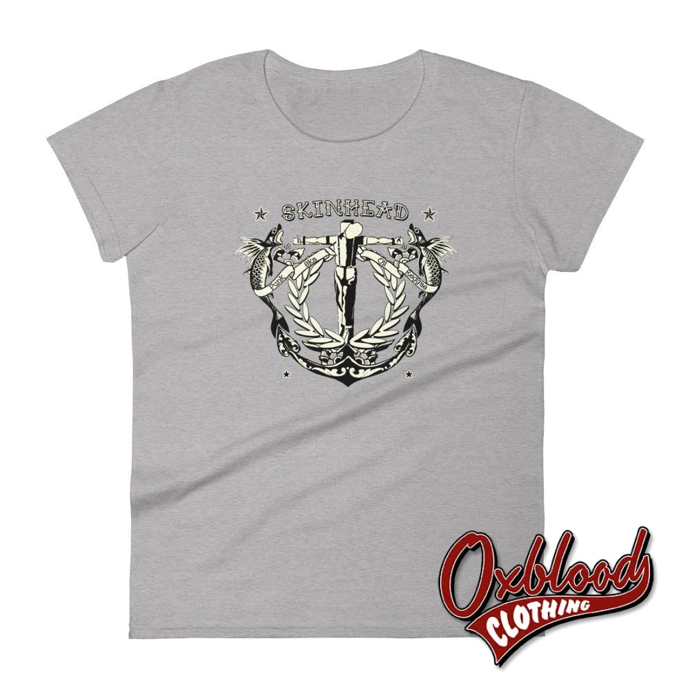 Womens Tattoo Crucified Skinhead T-Shirt - Punk Ska Oi! Reggae Style Clothing Heather Grey / S