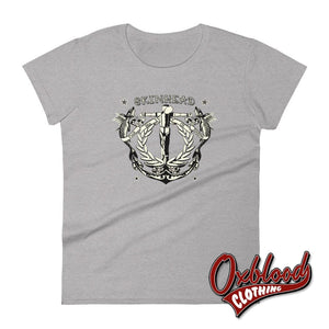 Womens Tattoo Crucified Skinhead T-Shirt - Punk Ska Oi! Reggae Style Clothing Heather Grey / S